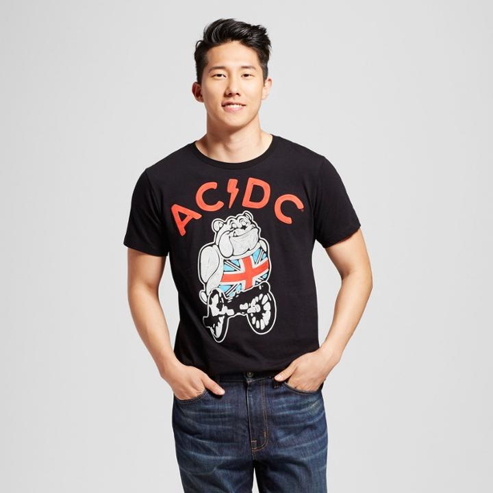 Men's Ac/dc Short Sleeve Bull Dog Graphic T-shirt - Black