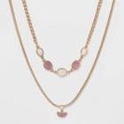 Semi-precious Rhodochrosite Layered Necklace - Universal Thread Berry Pink