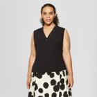 Women's Plus Size Button Detail Tank Top - Who What Wear Black