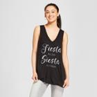 Women's Fiesta All Day Siesta All Night Graphic Tank Top - Zoe+liv Black
