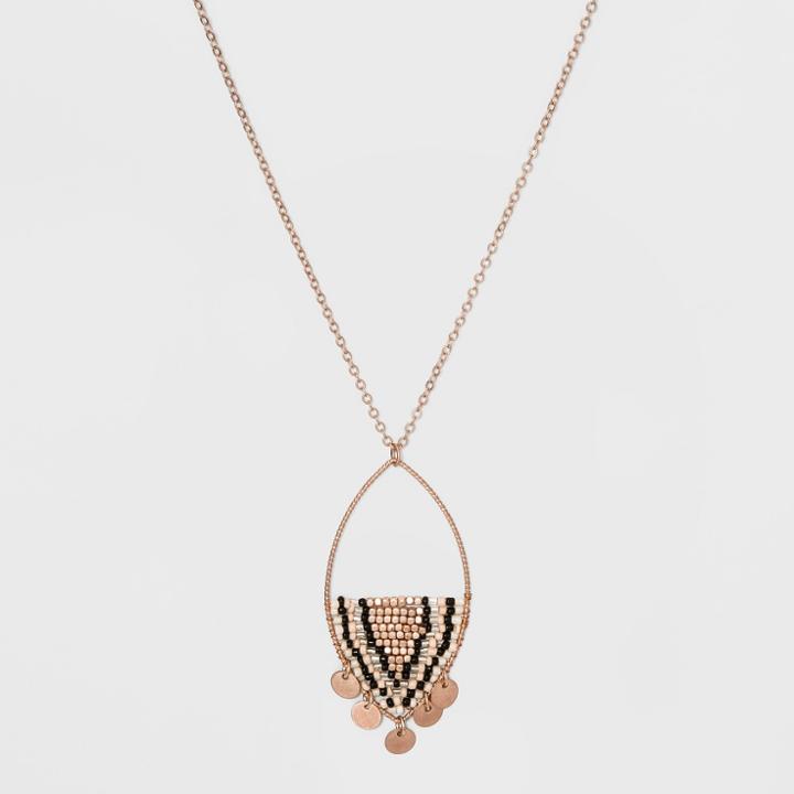 Half Beaded Open Marquis Pendant Necklace - Universal Thread,