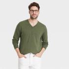Men's Regular Fit V-neck Pullover Sweater - Goodfellow & Co Olive Heather