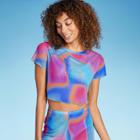 Women's Mesh Cover Up Short Sleeve Crop Top - Wild Fable Multi