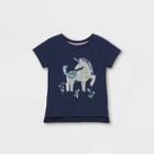 Toddler Girls' Sequin Unicorn Short Sleeve T-shirt - Cat & Jack Navy