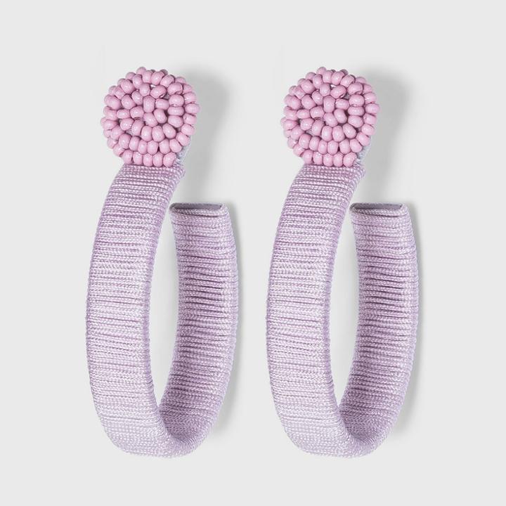 Seed Bead Post With Thread Wrapped Hoop Earrings - A New Day
