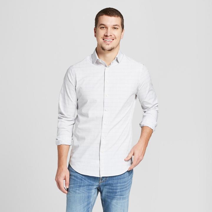 Men's Plaid Slim Fit Ultimate Long Sleeve Button-down Dress Shirt - Goodfellow & Co Gray