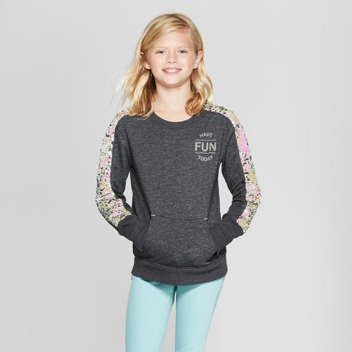 Girls' Have Fun Today Sequin Pullover - Cat & Jack Black