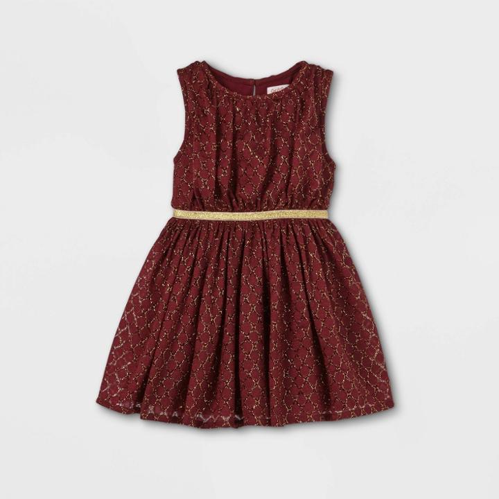 Toddler Girls' Sparkle Lace Tank Dress - Cat & Jack Burgundy