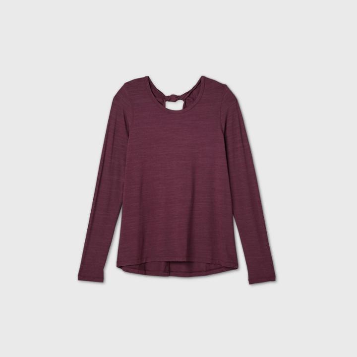 Women's Long Sleeve Twist-back Top - All In Motion Mulberry