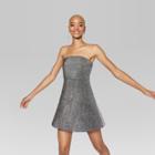 Women's Strapless Knit Metallic Bodre Dress - Wild Fable Black/silver