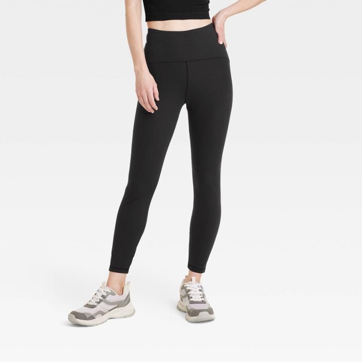Women's High Waisted Everyday Active 7/8 Leggings - A New Day Black