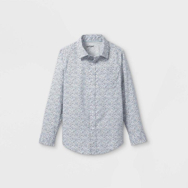 Boys' Woven Long Sleeve Button-down Shirt - Cat & Jack Cream/blue