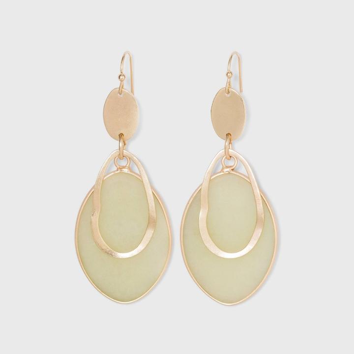 Semi-precious Jade With Wavy Gold Cutout Drop Earrings - Universal Thread Jade