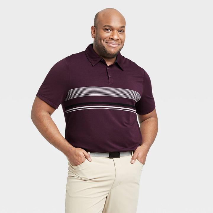 Men's Chest Stripe Golf Polo Shirt - All In Motion Purple