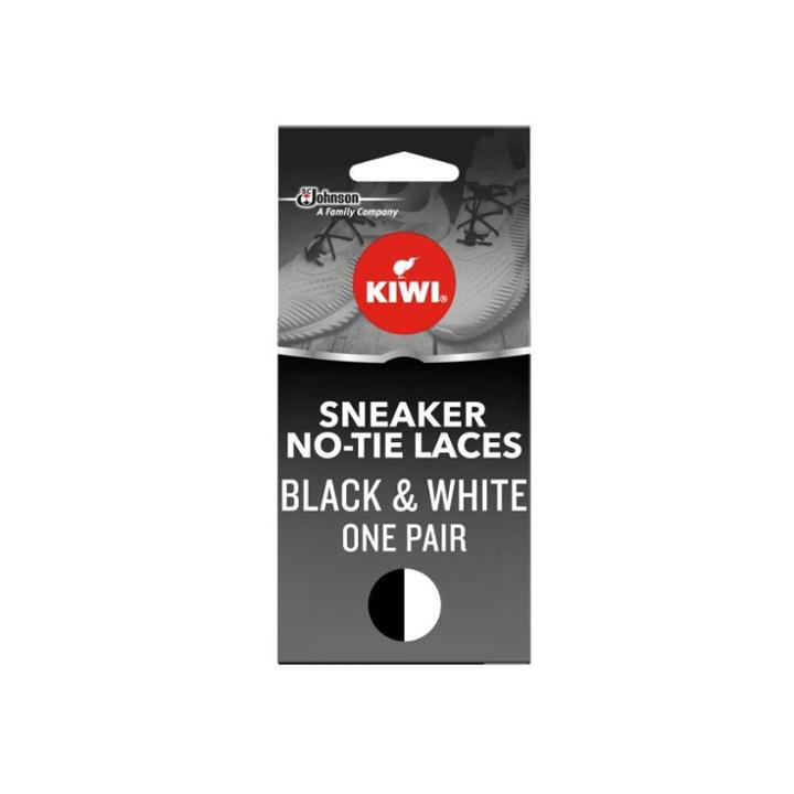 Kiwi One-touch Elastic No Tie Sneaker Shoe Laces - Black & White 45, Adult Unisex, Size: