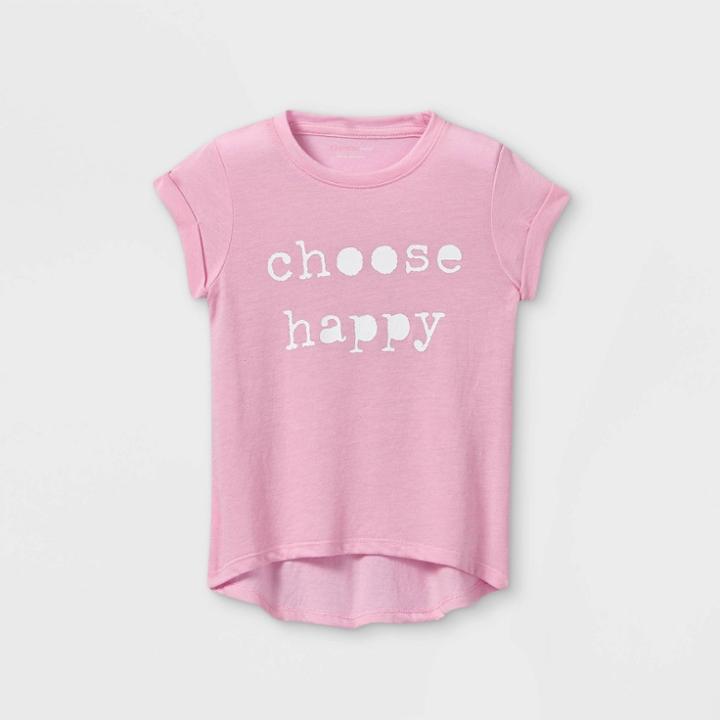 Grayson Mini Toddler Girls' 'choose Happy' Short Sleeve T-shirt - Pink