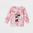 Toddler Girls' Minnie Mouse Tie-dye French Terry Pullover - Pink