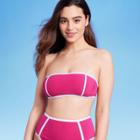 Women's Terry Textured Solid Bandeau With Binding Bikini Top - Kona Sol Rose Pink