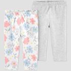 Baby Girls' 2pk Floral Leggings - Just One You Made By Carter's Cream Preemie, Girl's, White