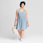 Women's Plus Size Striped Knit Cross Back Dress - Universal Thread Blue