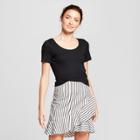 Women's Fitted Short Sleeve Scoop T-shirt - A New Day Black