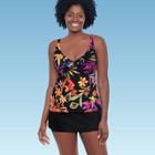Women's Slimming Control Twist-front Tankini Top - Dreamsuit By Miracle Brands Black