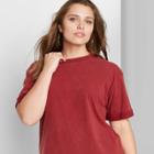 Women's Plus Size Short Sleeve T-shirt - Wild Fable Burgundy