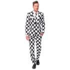 Suitmeister Men's Checked Suit Costume Black And White