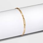 Gold Plated Initial 'u' Bar Figaro Chain Bracelet - A New Day Gold