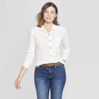 Women's Long Sleeve Collared Front Button-down Shirt - Universal Thread White