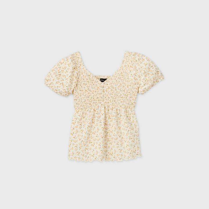 Girls' Smocked Short Sleeve Top - Art Class M,