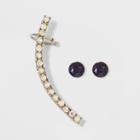 Crawler Pave Stone And Bezeled Stud Earring Set 2ct - Wild Fable,