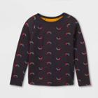Girls' Printed Double-knit Long Sleeve T-shirt - Cat & Jack Charcoal Gray