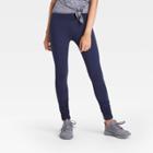 Girls' Ruched Performance Leggings - All In Motion Navy Night Xs, Girl's, Blue Black