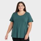 Women's Plus Size Essential Relaxed Scoop Neck T-shirt - Ava & Viv Green