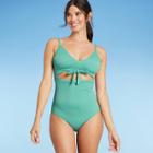 Women's Ribbed Plunge Cut Out Sash-tie One Piece Swimsuit - Shade & Shore