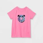 Girls' Flip Sequin Panda Short Sleeve T-shirt - Cat & Jack Neon Pink