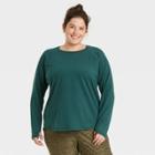 Women's Plus Size Long Sleeve Essential Crewneck T-shirt - All In Motion Emerald Green