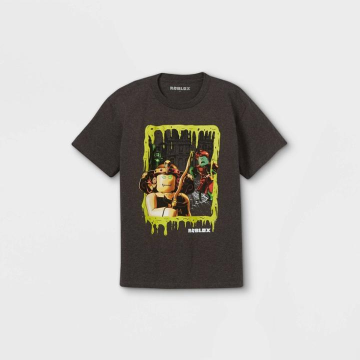 Boys' Roblox Glow In The Dark Short Sleeve Graphic T-shirt - Gray