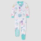 Burt's Bees Baby Baby Girls' 2pc Watercolor Galaxy Snug Fit Footed Pajama - Blue