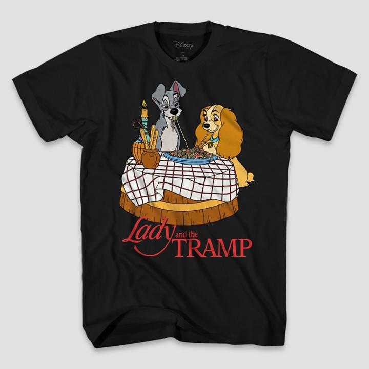 Men's Disney Lady And The Tramp Short Sleeve T-shirt - Black