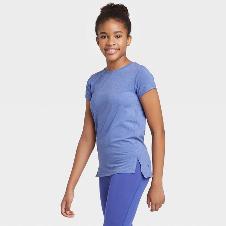 Petitegirls' Short Sleeve Performance T-shirt - All In Motion Deep Periwinkle Xs, Girl's, Deep Purple