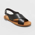 Women's Sarina Faux Leather Crossband Slide Sandals - Universal Thread Black
