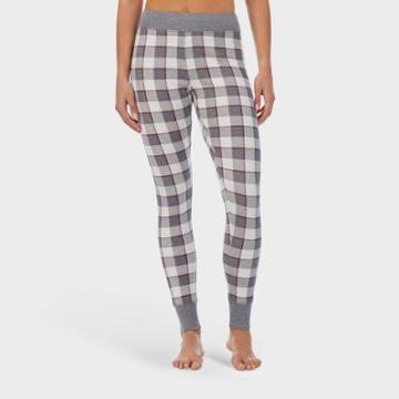 Warm Essentials By Cuddl Duds Women's Waffle Thermal Leggings - Ivory/gray/wine