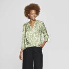 Women's Long Sleeve V-neck Wrap Blouse - Prologue Green