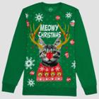 Well Worn Men's Santa Cat Fleece Sweater - Jitter Green M,