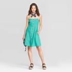 Women's Short Sleeve V-neck Midi Belted Dress- Universal Thread Blue