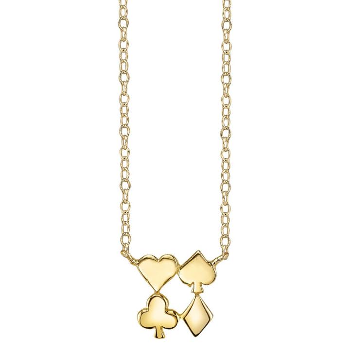Target Footnotes Sterling Silver Card Symbols Station Necklace - Gold, Women's