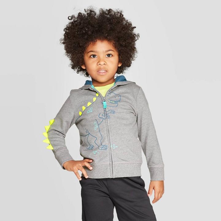 Toddler Boys' Dino Spike Hoodie - Cat & Jack Gray