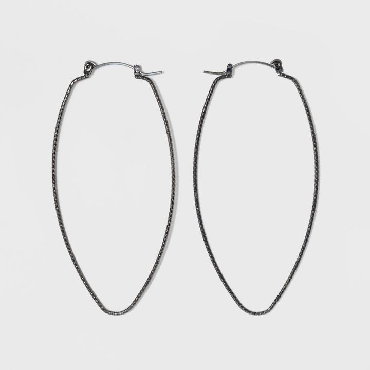 Open Marquis Shape With Textured Wiring Earrings - A New Day Hematite